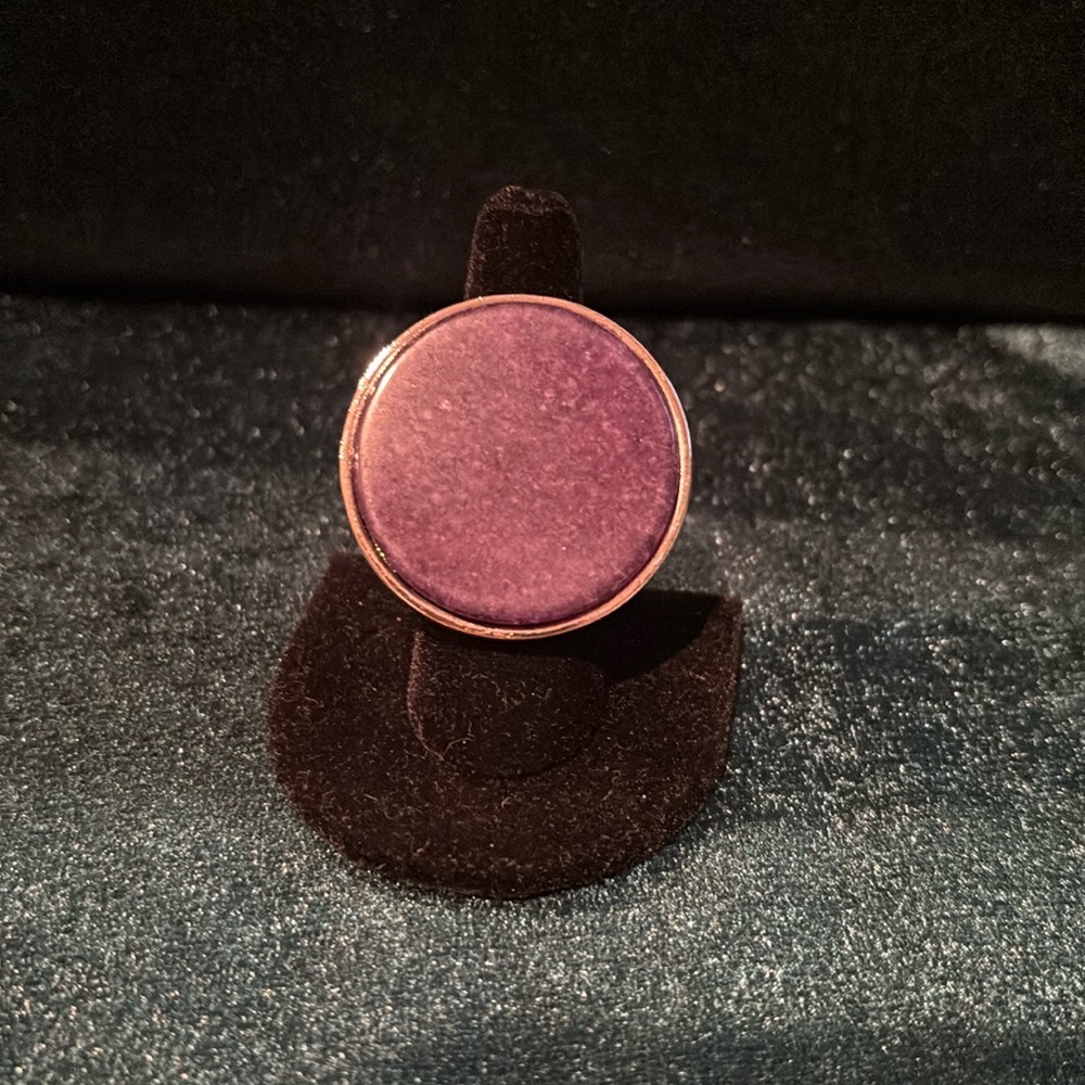 Size 8 Large Purple Stone and Silver Costume Ring